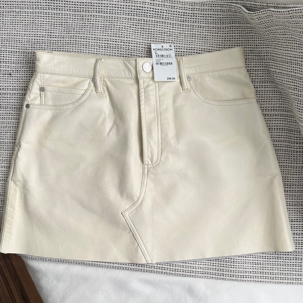 Frame Denim Cream Leather Skirt